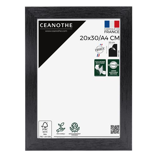 Cadre photo noir 20x30 cm bois reconstitu&eacute; fsc