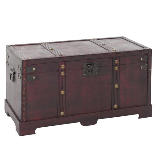 Générique Marron Coffre Bois De Décoration Valence Aspect Antiquité 30X57x29cm Carré - Image 1