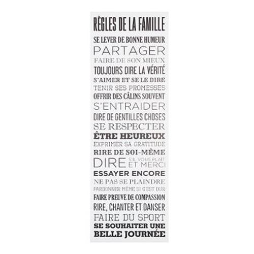 Toile Imprimée Règles de la Famille 30x90cm Blanc