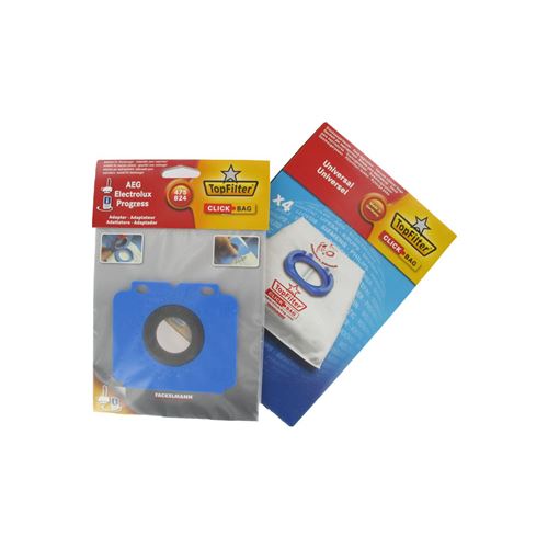 Boite de 4 sacs aspirateurs universels Top Filter avec Adaptateur Click Bag pour aspirateurs AEG 475/824 ref 68005
