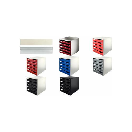 LEITZ Module de classement PS, 5 tiroirs, gris-clair/noir