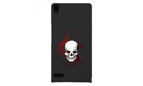 Coque rigide pour Huawei Ascend P6 avec impression Motifs tête de mort sur fond tribal