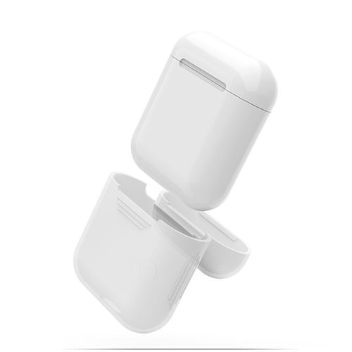VSHOP® Etui de protection AirPods, coque en silicone pour vos Airpods Apple (Blanc)