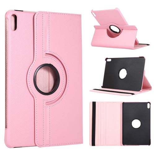 Etui en PU peau de litchi avec support rotatif à 360° rose pour votre Huawei MatePad