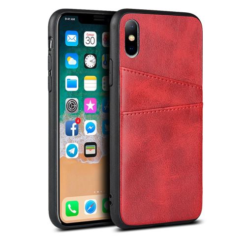 Coque en TPU + PU rigide rouge pour votre Apple iPhone X/XS 5.8 pouces