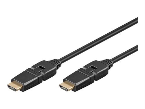 goobay - HDMI-kabel met ethernet - HDMI male naar HDMI male - 1 m - zwart - 360° draaiende connector