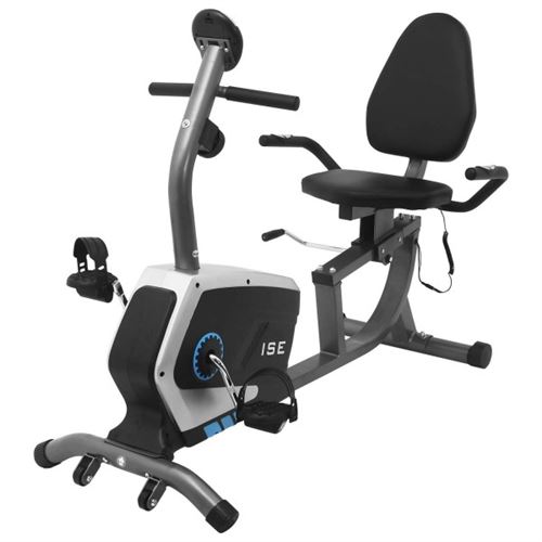 ISE Vélo d'appartement Semi-allongé Vélo couché 8 Niveaux de résistance réglables SY-6801