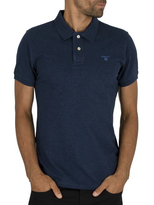 Gant Pour des hommes Polo en piqué de rugger à col contrasté, BleuS