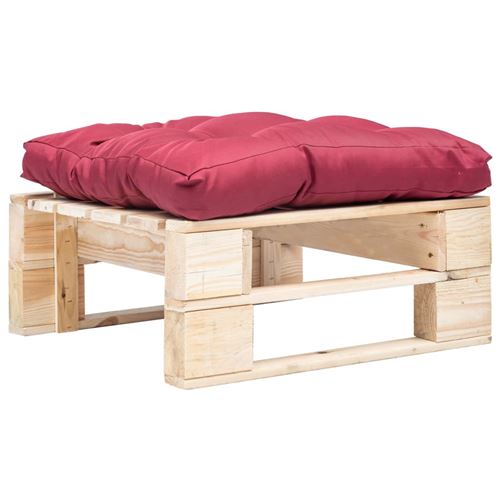 Vidaxl Rouge Repose-Pied Palette De Jardin Et Coussin Table Basse Salon Bois
