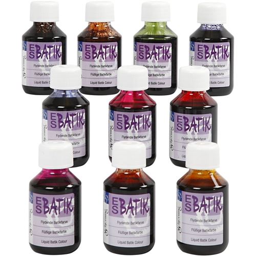 Assortiment de peintures pour textiles Batik 100 ml - 10 pcs