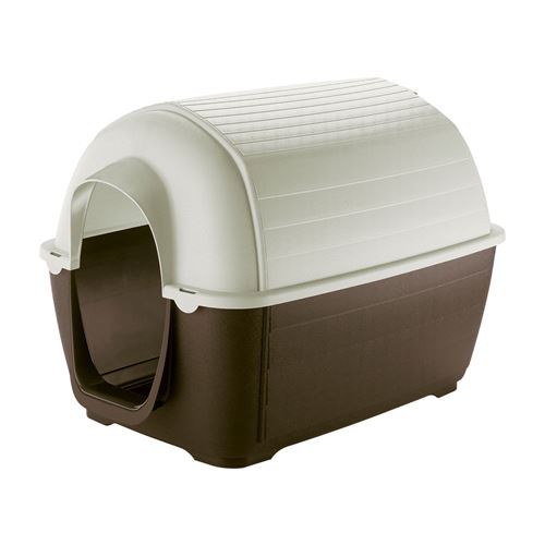 Ferplast Niche d'extérieur pour chiens KENNY 03, habitat pour chiens en résine thermo-plastique, résistant aux chocs et rayons UV, système de drainage des liquides, grille pour l'aération, démontable pour le nettoyage, 60 x 89 x h 60 cm