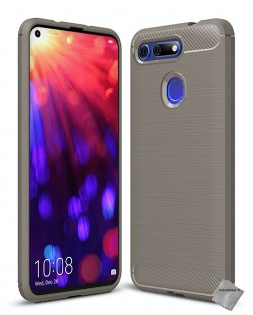 Housse etui coque silicone gel carbone pour Huawei Honor View 20 + film ecran - GRIS - htdmobiles