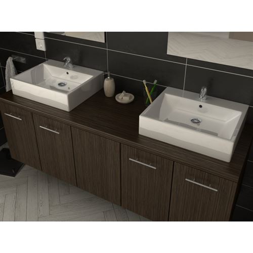 Meuble De Salle De Bain Double Vasque 150 Cm Finition Bois Noir