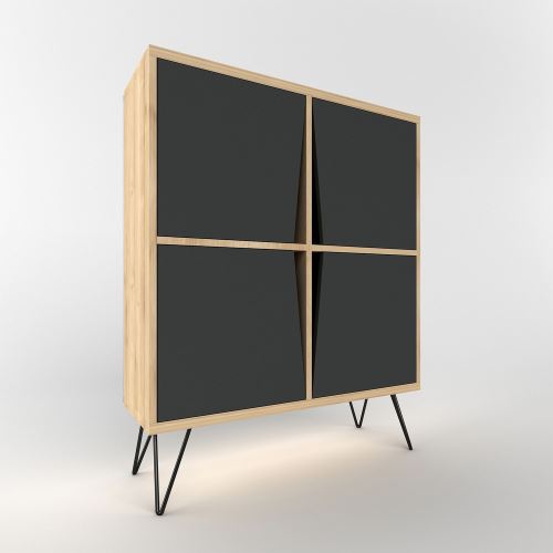 Etagère buffet design bois Momentum - L. 90 x H. 110 cm - Noir