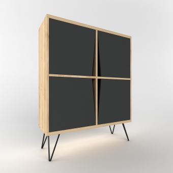 209 10 Sur Etagere Buffet Design Bois Momentum L 90 X H 110 Cm Noir Achat Prix Fnac