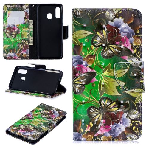 Etui en PU impression de motifs décor de points lumineux papillon doré pour votre Samsung Galaxy A40
