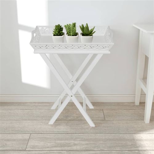 Vidaxl Blanc Table D'appoint Avec Plateau - Image 1