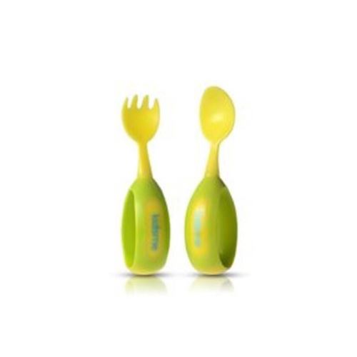 KIDSME Cuillere + fourchette d'apprentissage - Vert Citron