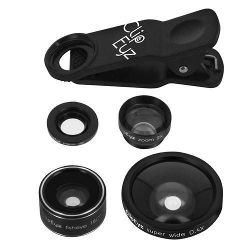 Kit Objectifs Smartphone HD 4 en 1 Grand Angle / Fisheye / Macro / Zoom ClipEyz