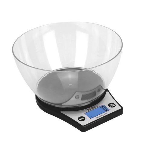 Duronic KS6000 Balance de Cuisine avec large affichage rétroéclairé et bol de 24,5 cm - 5 kg