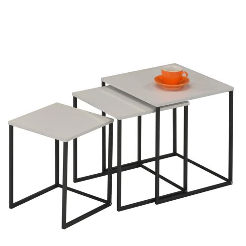 bhp Ensemble de table d'appoint 3 pcs Blanc MDF B154369