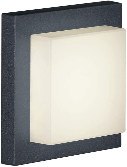 TRIO, Applique, Hondo incl. 1 x LED,SMD,3,5 Watt,3000K,330 Lm. Plastique, Blanc, Corps: Fonte daluminium, Anthracite L:14,0cm, H:14,0cm, P:6,0cm IP54
