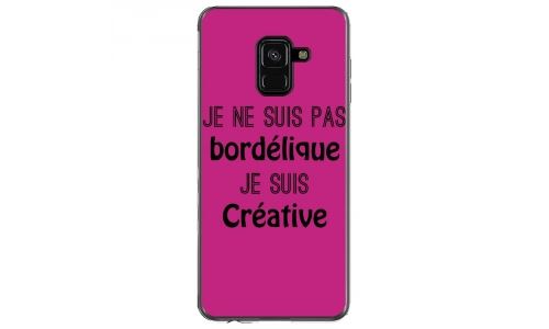 Coque souple pour Samsung Galaxy A8 2018 avec impression Motifs Je ne suis pas bordélique fushia