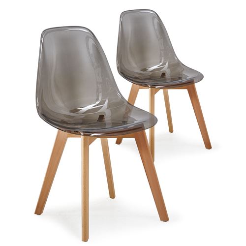 Lot de 2 chaises scandinaves Larry Plexi Fumé