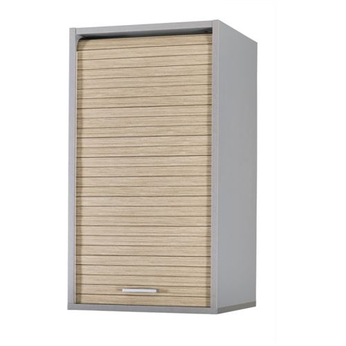 Simmob Aluminium Meuble Cuisine Alu Rideau Chêne Noir Ou Blanc 2 Tablettes L 40 H 72 P 35 Cm - Chêne Naturel - L 40 X L 35 X H 72 Cm
