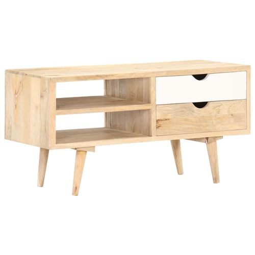 vidaXL Meuble TV 90x35x45 cm Bois massif de manguier
