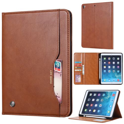 Générique Marron Etui En Pu Avec Support Et Fente Pour Stylet Pour Votre Apple Ipad Mini (2019) 7.9 Pouces/Ipad 9.7 Pouces (2018)/9.7 Pouces (2017)/Air (2013)/Air 2 - Image 1