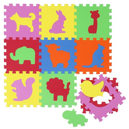 Tapis de Jeu Doux pour Bébé Dalles Puzzle en Mousse Enfants Animaux