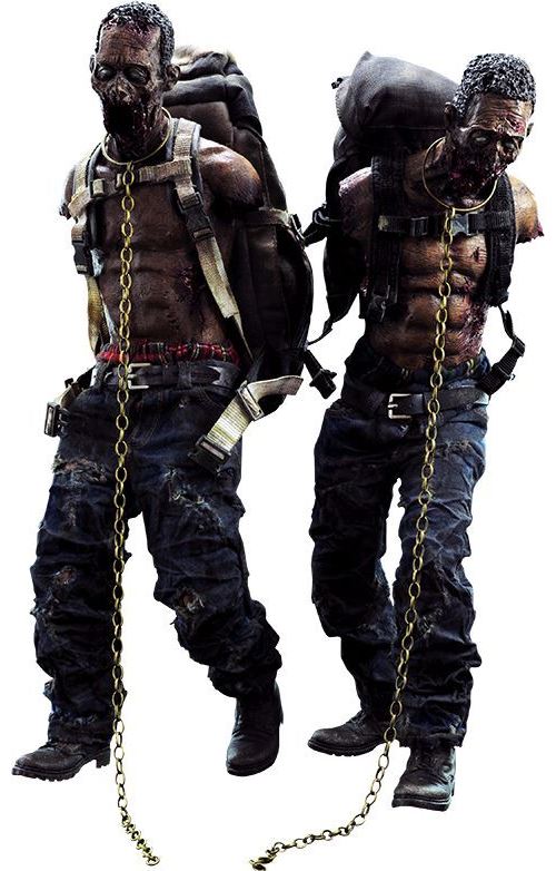 Pack de 2 figurines Threezero - The Walking Dead - 1/6 Michonne's Pet Walkers 30 cm