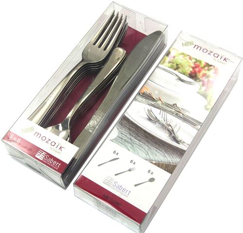 Ménagère 36 pièces plastique jetable, argent métallisée, 12 pièces de chaque