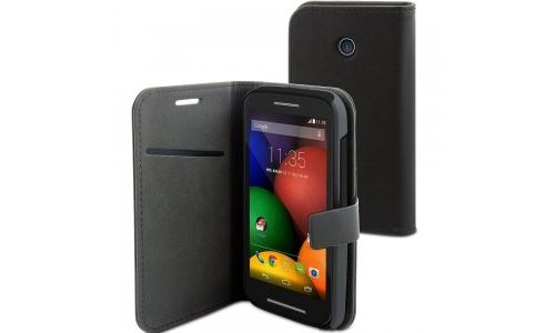 Muvit Slim S Folio - Flip cover voor mobiele telefoon - zwart - voor Motorola Moto E