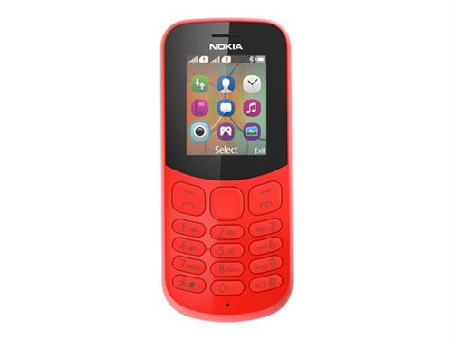 Nokia 130 - Téléphone de service - double SIM - RAM 4 Mo / Mémoire interne 8 Mo - microSD slot - 160 x 120 pixels - rear camera 0,3 MP - rouge