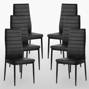 Lot De 6 Chaises De Salle A Manger Noire En Simili Cuir Design Moderne Salon Cuisine Bureau Achat Prix Fnac