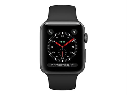 Apple Watch Series 3 42 mm Boitier en Aluminium Gris sideral avec Boucle Sport Noir Apple Watch Achat prix fnac
