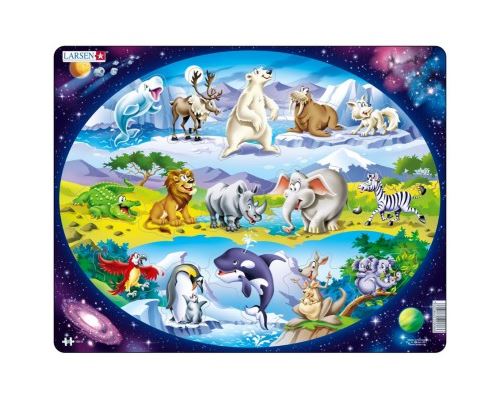 Puzzle 15 Pièces : Puzzle Cadre - Animaux autour du Monde, Larsen