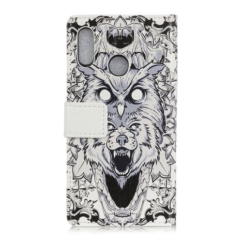 Etui en PU impression de motif magnétique hibou abstrait pour votre Alcatel 1S (2020)