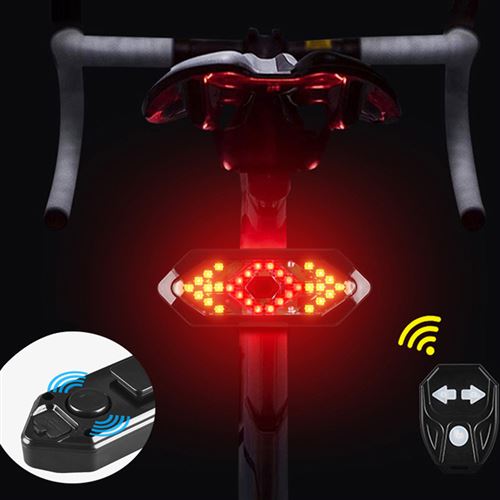 Feu arrière de vélo LED Clignotants et corne YOUKUKE Télécommande sans Fil - Noir