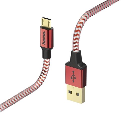 Hama Câble de charge / données Reflective Micro-USB 1,5 M Rouge