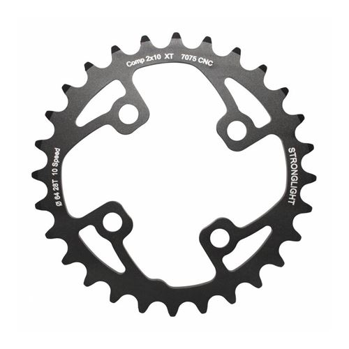 Plateau vtt 4bra double 28dts d.64 2x10 interieur stronglight 10v. shimano xt m785 Noir
