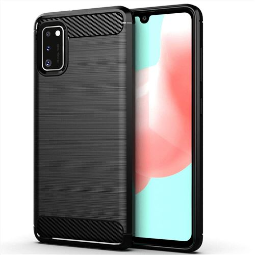 Housse de protection pour Samsung Galaxy A41 Fibre de Carbone Noir