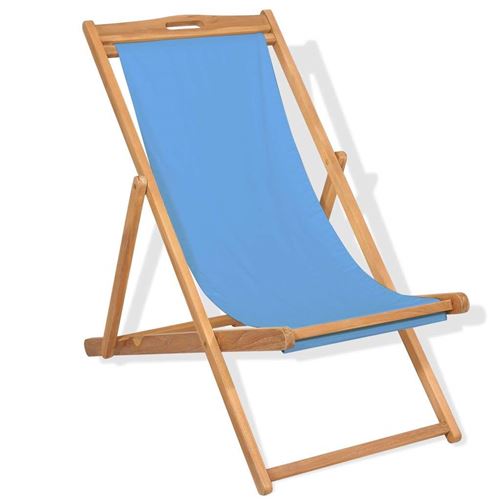 VidaXL Teck Chaise de Terrasse Bleu Chaise de Balcon Meuble de Jardin Camping