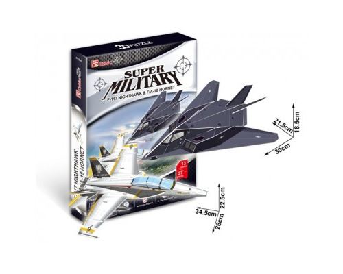 Puzzle 27 Pièces : Puzzle 3D - F-117 Nightawk & F/A-18 Hornet, Cubic Fun