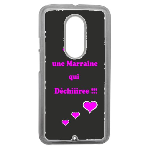 Coque Marraine Rose Et Noir Compatible Motorola Moto X2 Transparent