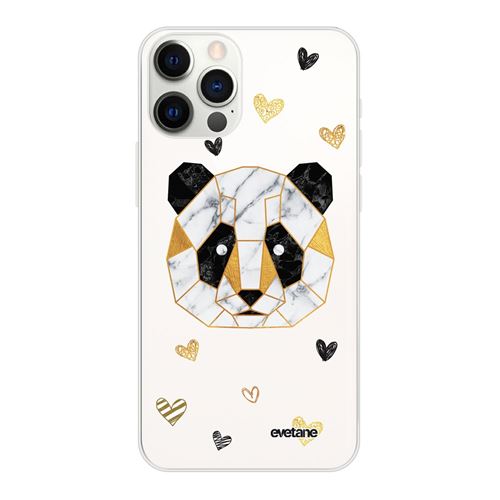 Coque pour iPhone 12/12 Pro souple transparente Panda Géométrique Motif Ecriture Tendance [®]
