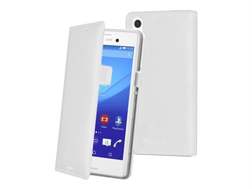 Muvit - Flip cover voor mobiele telefoon - wit - voor Sony XPERIA M4 Aqua, M4 Aqua Dual