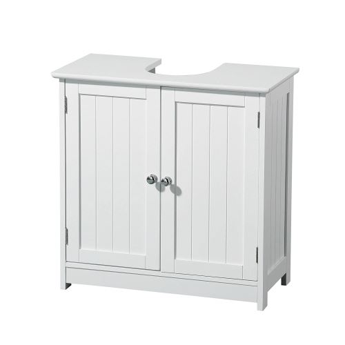 Premier Housewares 2402060 Portland Meuble Sous-Lavabo en Bois Blanc et Poignée Chromée